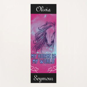 My Horse Is My World Magenta Horse & Rider Yoga Mat