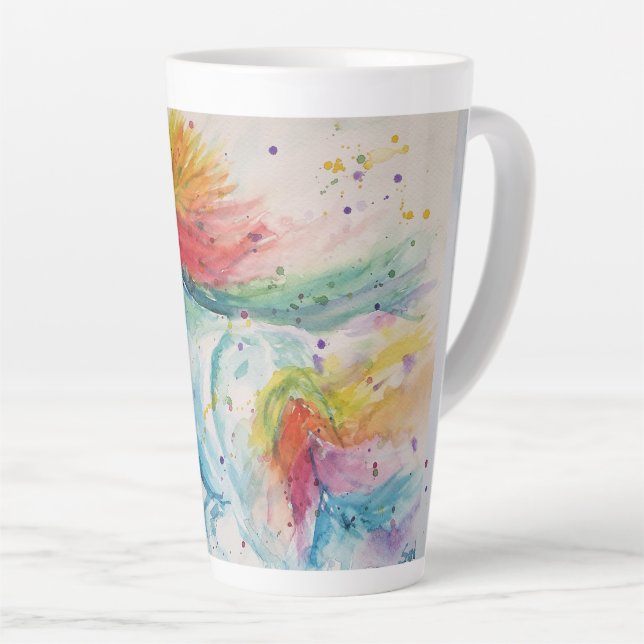 My Horse Rainbow Unicorn Watercolour Latte Mug (Right Angle)