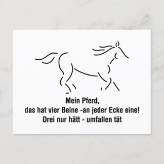 My horse this has four legs of funny saying postcard