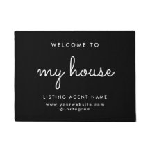 My House Real Estate Modern Black Realtor Doormat