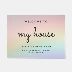 My House Real Estate Modern Rainbow Realtor Doormat