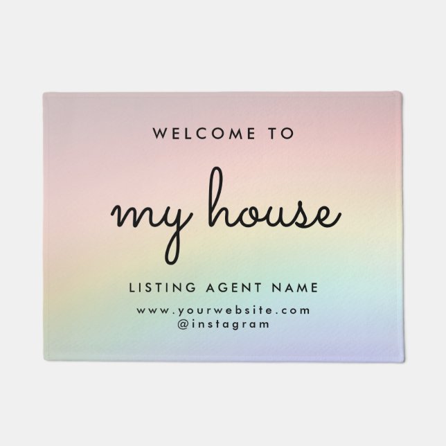 My House Real Estate Modern Rainbow Realtor Doormat (Front)