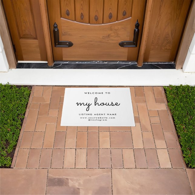 My House Real Estate Modern White Realtor Doormat (Outdoor)