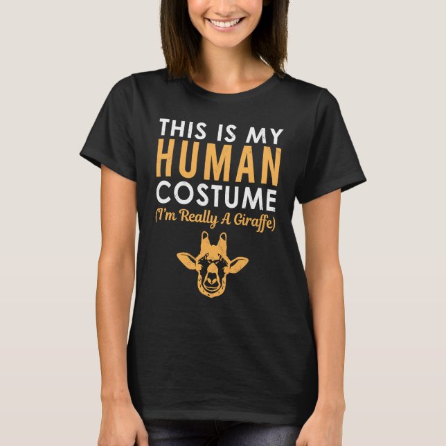 My Human Costume I'm A Giraffe Halloween Fan T-Shirt (Front)