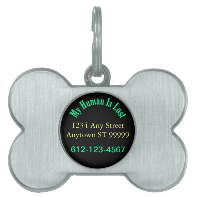 My Human Is Lost Personalised Pet ID Tag (Front)