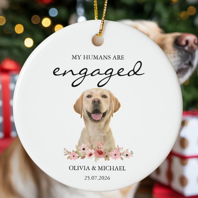 My Humans Are Engaged Personalized Dog Photo Ceramic Tree Decoration (Creator Uploaded)