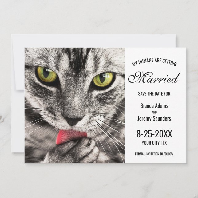 My Humans are Getting Married Cat Photo Wedding Save The Date (Front)