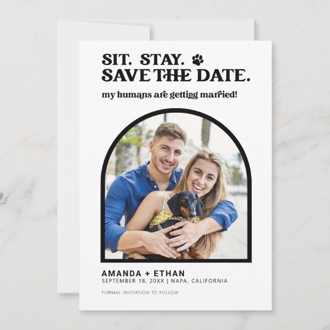 My Humans Are Getting Married Dog Wedding Save The Date (Front)