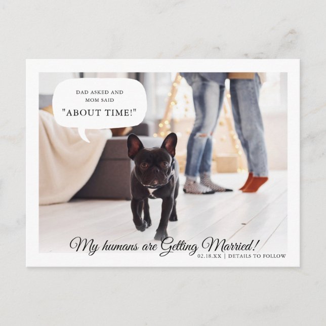 My Humans Are Getting Married | Engagement Announcement Postcard (Front)