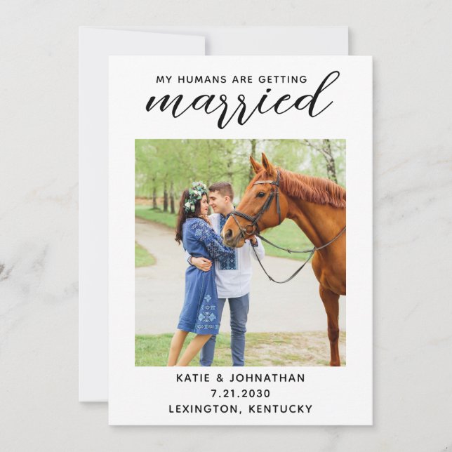 My Humans Are Getting Married Equine Horse Wedding Save The Date (Front)