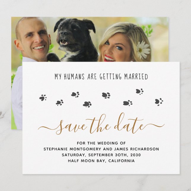 My Humans Are Getting Married Pet Photo Wedding Save The Date (Front/Back)