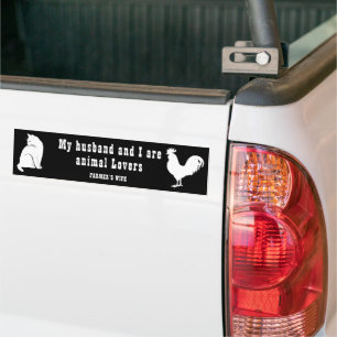 MY HUSBAND AND I ARE ANIMAL LOVERS- FARMER'S WIFE BUMPER STICKER