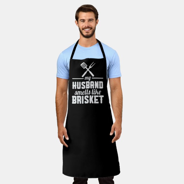 My Husband BBQ Large Black Apron (Worn)