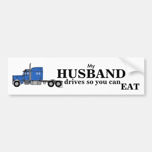 My Husband Drives - Truck Driver Bumper Sticker (Front)