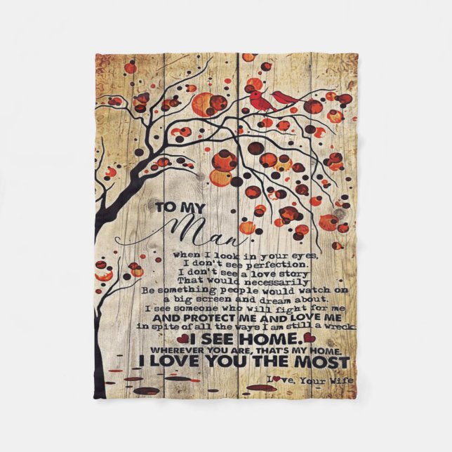 My Husband Gift | Letter For Him | Fleece Blanket (Front)