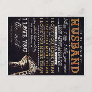 My Husband Gift   Letter For Him   Funny Gift Announcement Postcard