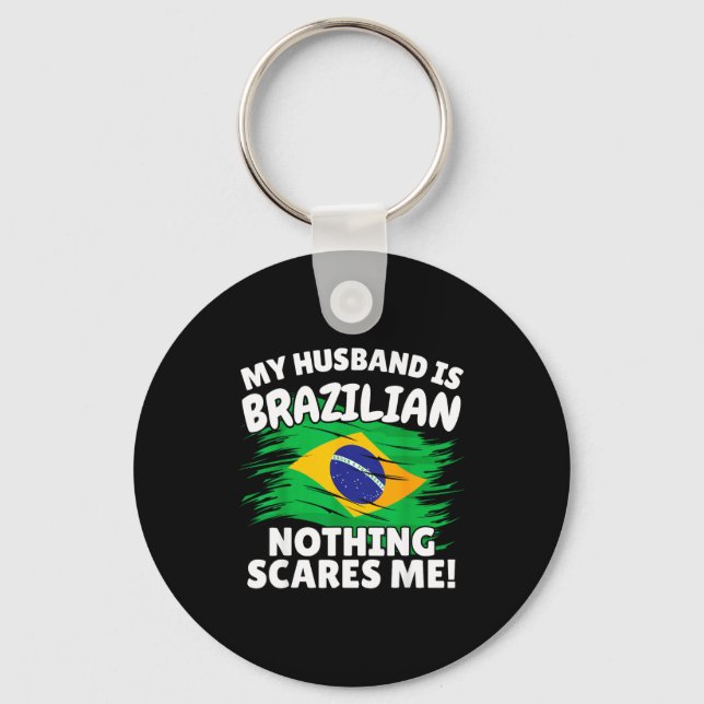 My Husband Is Brazilian Funny Brazil Flag Gift For Key Ring (Front)