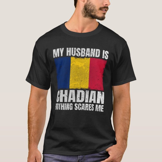 My Husband is Chadian Flag for Wife Chad Chadian H T-Shirt (Front)