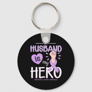 My Husband is my hero Pancreatic Cancer Awareness  Key Ring