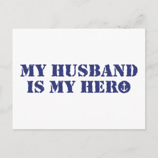My husband is my hero postcard