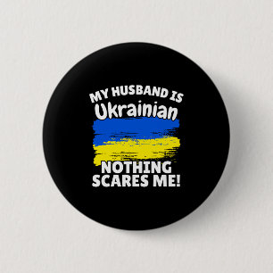 My Husband Is Ukrainian Funny Ukraine Flag Gift Fo 6 Cm Round Badge