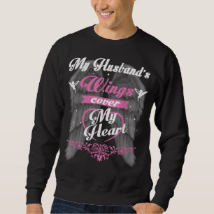 My Husband's wings cover my heart gift for single Sweatshirt