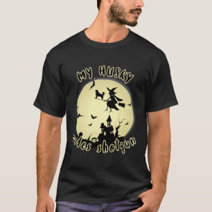 My Husky Rides Shotgun Lovely Dog Halloween Day T-Shirt