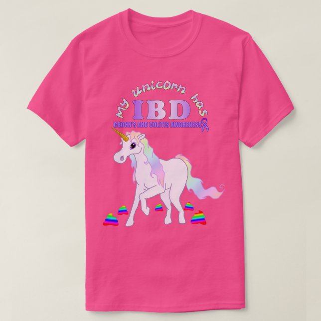 My IBD Unicorn Crohns and Colitis Awareness T-Shirt (Design Front)