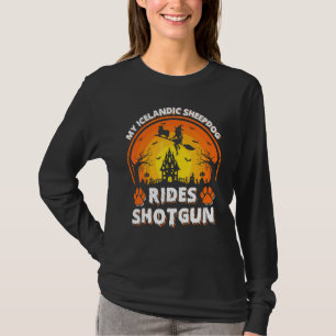 My Icelandic Sheepdog Ride Witch Shotgun Halloween T-Shirt