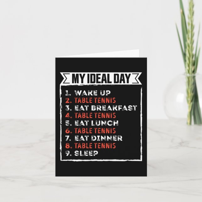 My Ideal Day Funny Table Tennis Birthday Gift Card (Front)