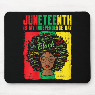 My Independence Day Afro Woman Women Girls Kids Mouse Mat