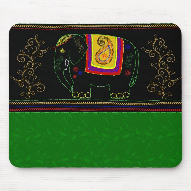 My Indian Elephant - Emerald Mouse Mat (Front)