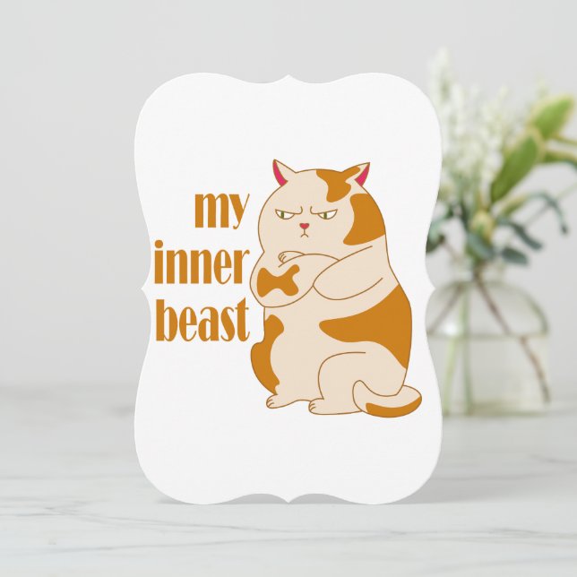 My inner beast lazy fat cat motivational quote (Standing Front)