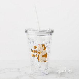 My inner beast lazy fat cat motivational quote acrylic tumbler