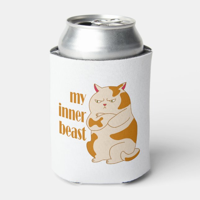 My inner beast lazy fat cat motivational quote can cooler (Can Front)