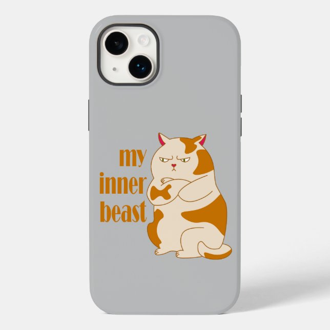 My inner beast lazy fat cat motivational quote Case-Mate iPhone case (Back)