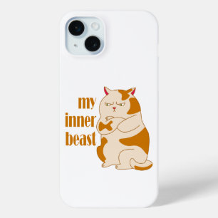 My inner beast lazy fat cat motivational quote iPhone 15 mini case