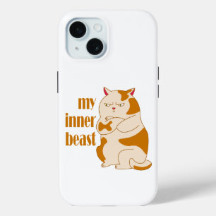 My inner beast lazy fat cat motivational quote iPhone 15 case
