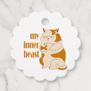My inner beast lazy fat cat motivational quote favour tags