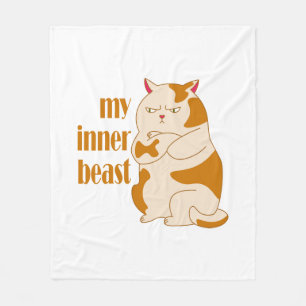 My inner beast lazy fat cat motivational quote fleece blanket