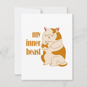 My inner beast lazy fat cat motivational quote invitation
