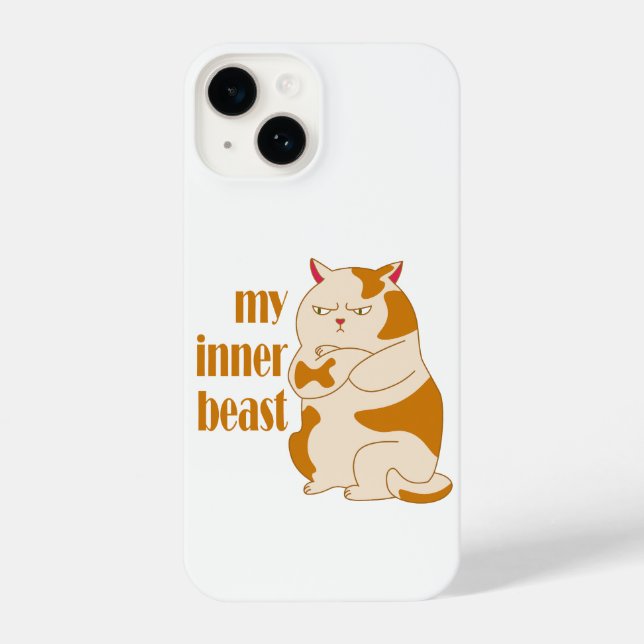 My inner beast lazy fat cat motivational quote iPhone case (Back)
