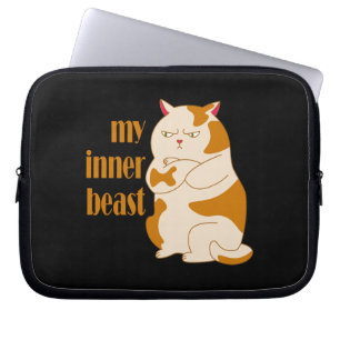 My inner beast lazy fat cat motivational quote laptop sleeve