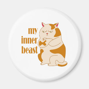 My inner beast lazy fat cat motivational quote magnet