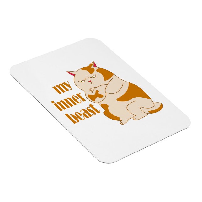 My inner beast lazy fat cat motivational quote magnet (Right Side)