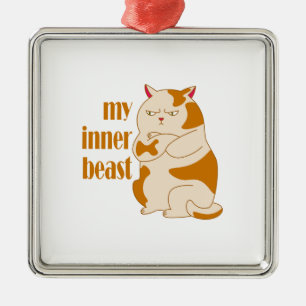My inner beast lazy fat cat motivational quote metal tree decoration