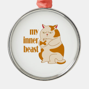 My inner beast lazy fat cat motivational quote metal tree decoration
