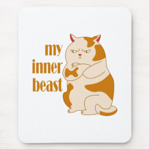 My inner beast lazy fat cat motivational quote mouse mat