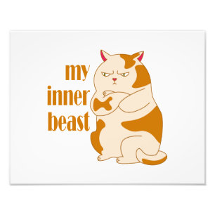 My inner beast lazy fat cat motivational quote photo print