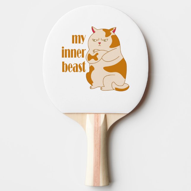 My inner beast lazy fat cat motivational quote ping pong paddle (Front)